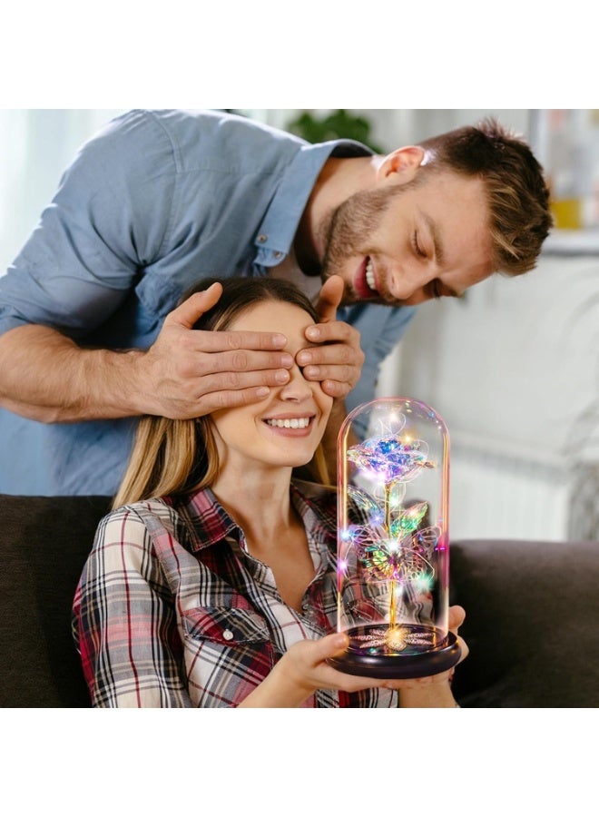 A luminous crystal rose inside a glass dome with a butterfly, a romantic decorative lamp. - Image 5